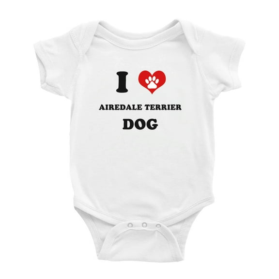 I Heart Airedale Terrier Dog Funny Cute Baby Rompers Baby Clothes (White, 3-6 Months)
