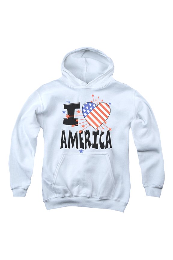 - I Heart America - Youth Hooded Sweatshirt - Large