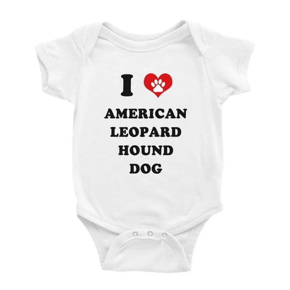 I Heart American Leopard Hound Dog Funny Baby Rompers Bodysuit (White, 12-18 Months)