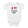 thumbnail image 1 of I Heart Auggie Dog Funny Baby Rompers Bodysuit (White, 6-12 Months), 1 of 5
