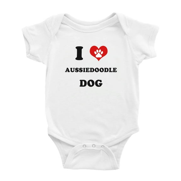 I Heart Aussiedoodle Dog Funny Baby Romper (White, 3-6 Months)