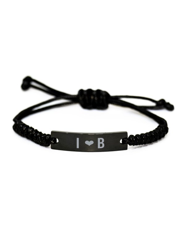 I Heart B Bracelet I and B Initial Letters for Men Couple Personalized Name Monogram Anniversary Christmas Wife Husband