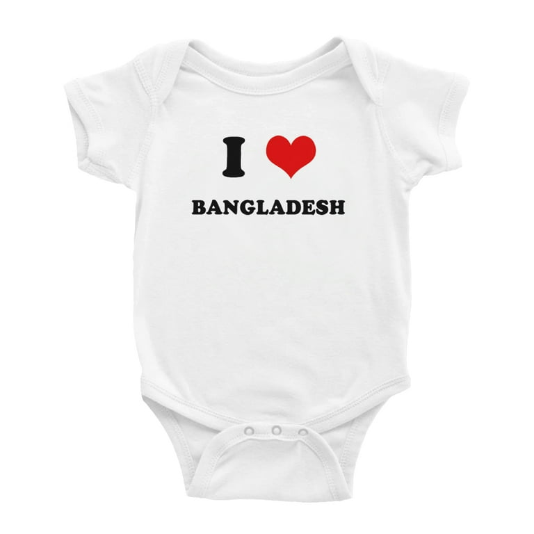 I Heart Bangladesh Love Sports Fans Funny Baby Rompers Baby