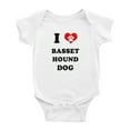 thumbnail image 1 of I Heart Basset Hound Dog Funny Cute Baby Romper (White, 18-24 Months), 1 of 5