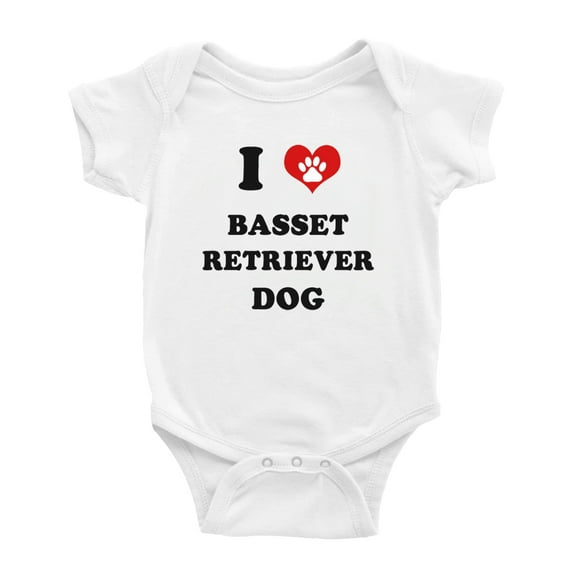 I Heart Basset Retriever Dog Funny Cute Baby One-pieces (White, 3-6 Months)