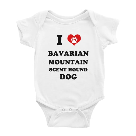I Heart Bavarian Mountain Scent Hound Dog Funny Cute Baby Rompers Baby Clothes (White, 0-3 Months)