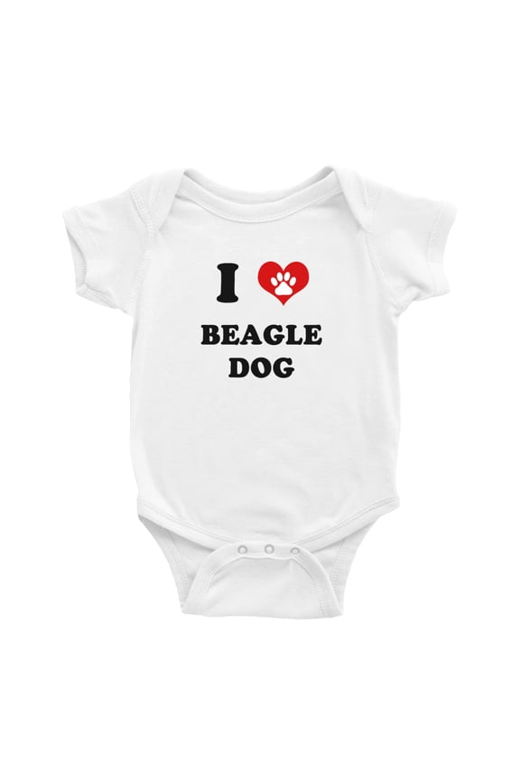 I Heart Beagle Dog Funny Baby Jumpsuits Newborn Clothes (White, 6-12 Months)