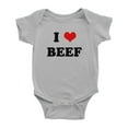 thumbnail image 1 of I Heart Beef Love Food Funny Baby Rompers Bodysuit (Gray, 0-3 Months), 1 of 5