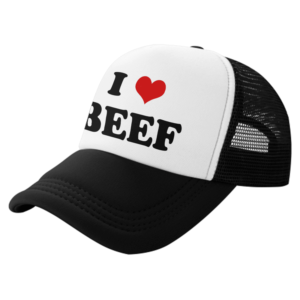 I Heart Beef Love Food Funny Trucker Hat Mesh Cap Unisex Red