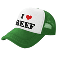 thumbnail image 1 of I Heart Beef Love Food Funny Trucker Hat Mesh Cap Unisex Green, 1 of 5