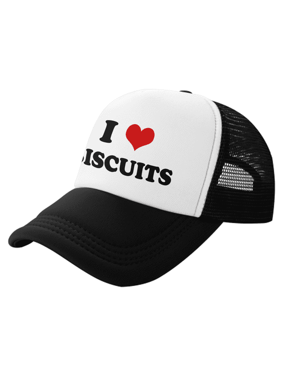 I Heart Biscuits Love Food Funny Trucker Hat Baseball Cap Unisex Black