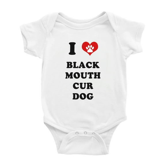 I Heart Black Mouth Cur Dog Funny Baby Bodysuits (White, 3-6 Months)