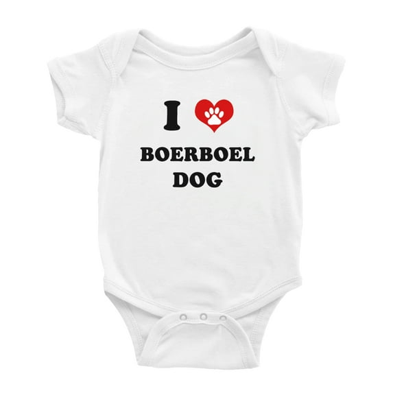 I Heart Boerboel Dog Funny Cute Baby Bodysuit Romper (White, 18-24 Months)