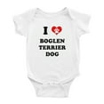 thumbnail image 1 of I Heart Boglen Terrier Dog Funny Cute Baby Clothes Unisex (White, 3-6 Months), 1 of 5