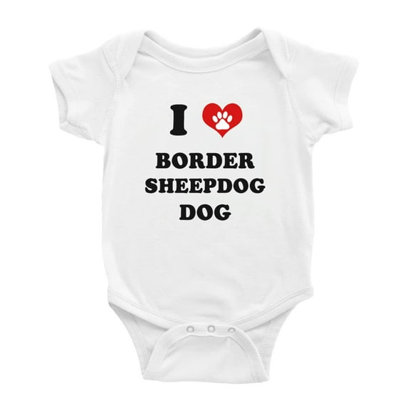 I Heart Border Sheepdog Dog Funny Baby Jumpsuits Newborn Clothes (White, 6-12 Months)
