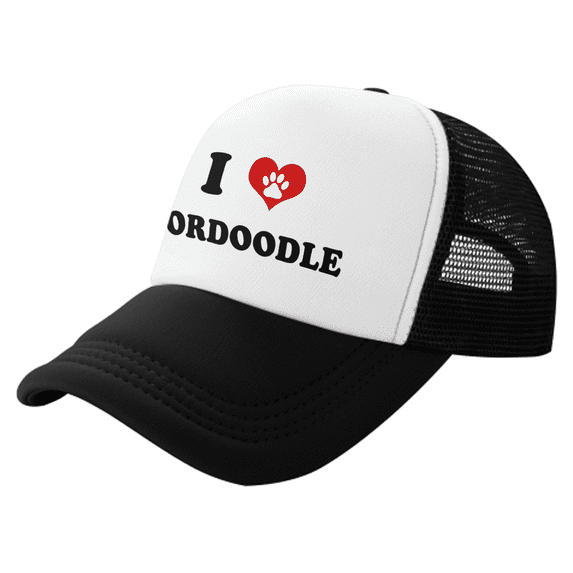 I Heart Bordoodle Dog Love Pets Funny Trucker Hat Baseball Cap Unisex