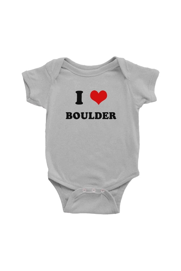 I Heart Boulder Love Funny Cute Baby Rompers Baby Clothes (Gray, 12-18 Months)