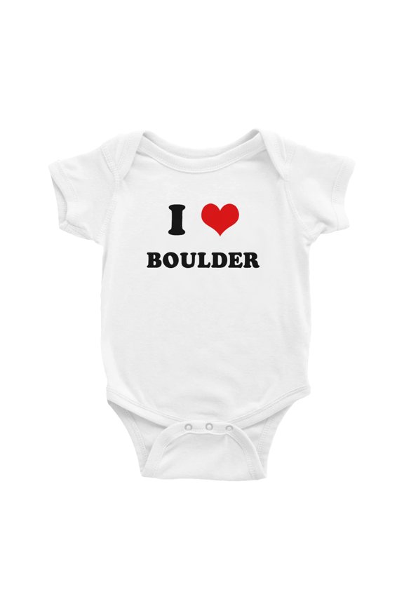 I Heart Boulder Love Funny Cute Baby Rompers Baby Clothes (White, 18-24 Months)