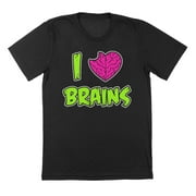 I Heart Brains Humor Graphic Black Mens T-Shirt
