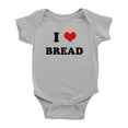 thumbnail image 1 of I Heart Bread Love Food Funny Cute Baby Rompers (Gray, 3-6 Months), 1 of 5