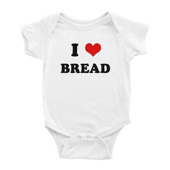 I Heart Bread Love Food Funny Cute Baby Rompers (White, 0-3 Months)