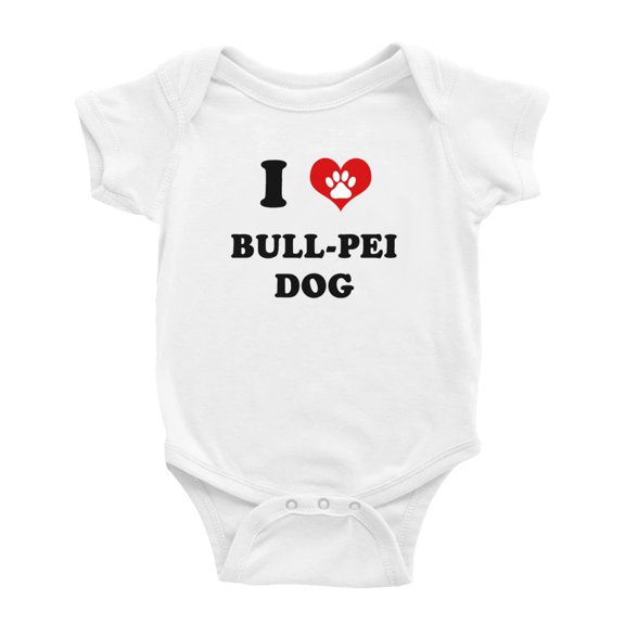 I Heart Bull-Pei Dog Funny Cute Baby Clothes Unisex (White, 0-3 Months)