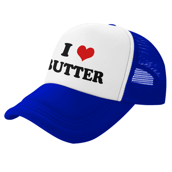 I Heart Butter Love Food Funny Trucker Hat Mesh Cap Unisex Blue