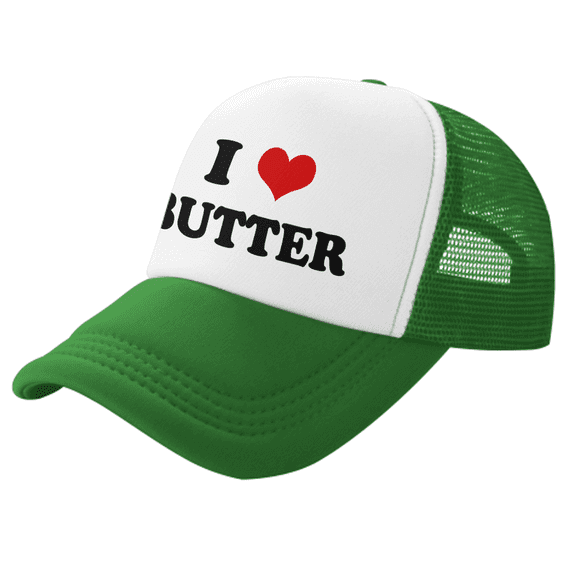 I Heart Butter Love Food Funny Trucker Hat Mesh Cap Unisex Green