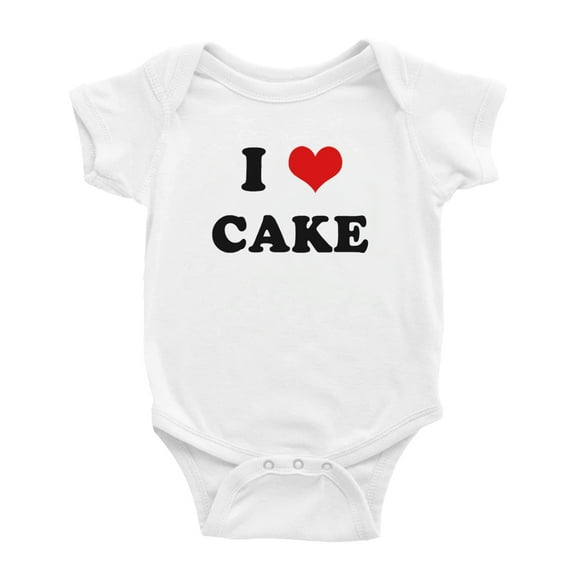 I Heart Cake Love Food Funny Baby Rompers Newborn Outfits (White, 12-18 Months)