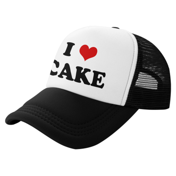 I Heart Cake Love Food Funny Trucker Hat Mesh Cap Unisex Black