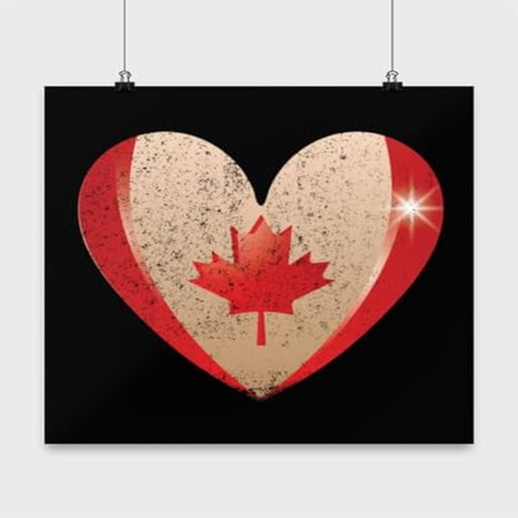 I Heart Canada Maple Leaf Art - Canadian Pride - 13x13 Poster Print - Wall Decor