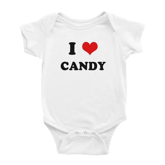 I Heart Candy Love Food Funny Cute Baby Rompers Bodysuit (White, 3-6 Months)