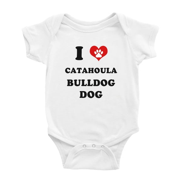 I Heart Catahoula Bulldog Dog Funny Baby Bodysuits Unisex (White, 0-3 Months)