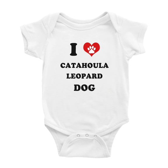 I Heart Catahoula Leopard Dog Funny Baby Rompers Newborn Outfits (White, 0-3 Months)