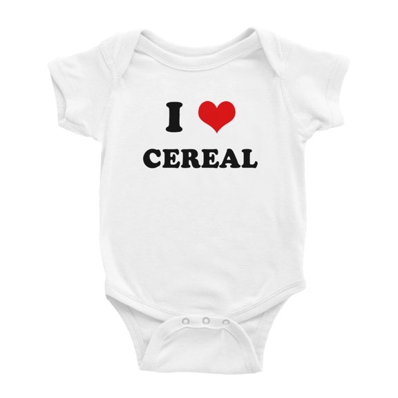 I Heart Cereal Love Food Funny Cute Baby Rompers Baby Clothes (White, 0-3 Months)