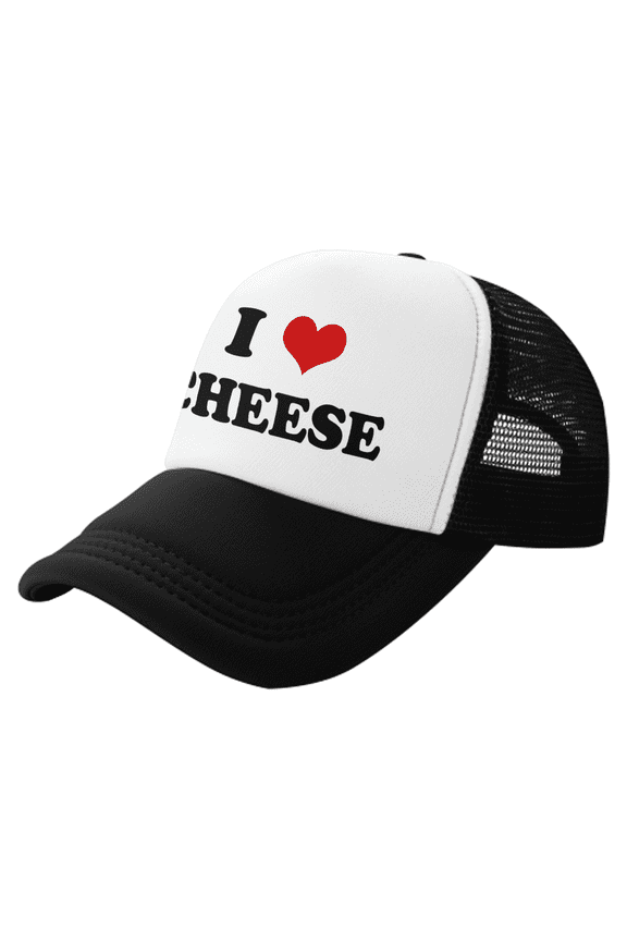 I Heart Cheese Love Food Funny Trucker Hat Mesh Cap Unisex Black