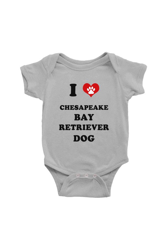 I Heart Chesapeake Bay Retriever Dog Funny Cute Baby Rompers Baby Clothes (Gray, 0-3 Months)