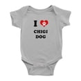 thumbnail image 1 of I Heart Chigi Dog Funny Cute Baby Bodysuit Jumpsuits (Gray, 12-18 Months), 1 of 5