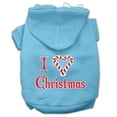 thumbnail image 1 of I Heart Christmas Screen Print Pet Hoodie, Baby Blue - Medium, 1 of 1