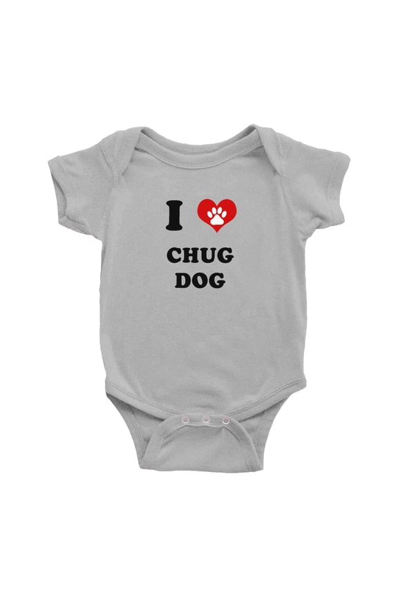 I Heart Chug Dog Funny Baby Rompers Baby Clothes (Gray, 12-18 Months)