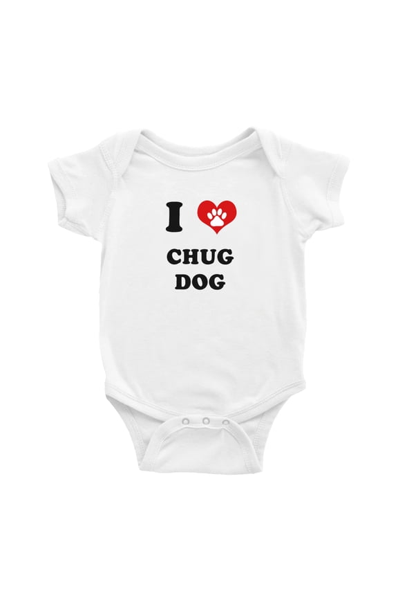 I Heart Chug Dog Funny Baby Rompers Baby Clothes (White, 0-3 Months)