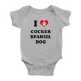 thumbnail image 1 of I Heart Cocker Spaniel Dog Funny Baby Romper (Gray, 12-18 Months), 1 of 5