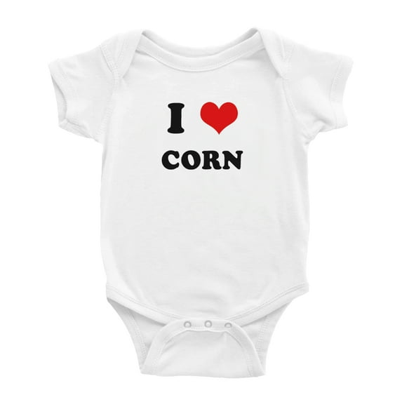 I Heart Corn Love Food Funny Baby Jumpsuits Newborn Clothes (White, 3-6 Months)