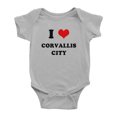 thumbnail image 1 of I Heart Corvallis City Love Funny Baby Jumpsuits (Gray, 3-6 Months), 1 of 5