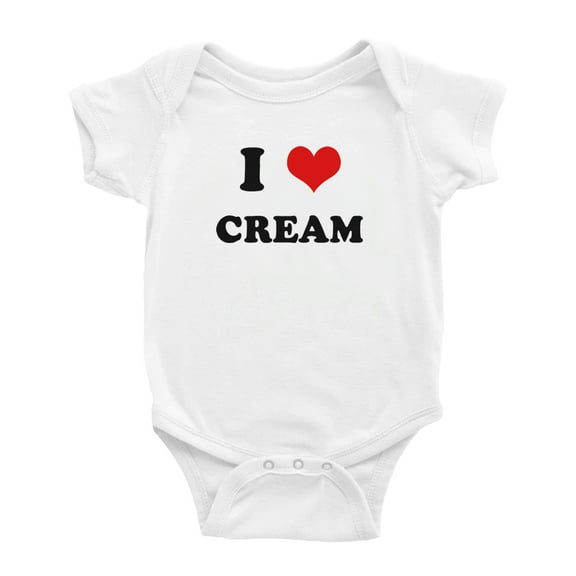 I Heart Cream Love Food Funny Cute Baby Jumpsuits Newborn Clothes (White, 12-18 Months)