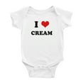thumbnail image 1 of I Heart Cream Love Food Funny Cute Baby Jumpsuits Newborn Clothes (White, 3-6 Months), 1 of 5