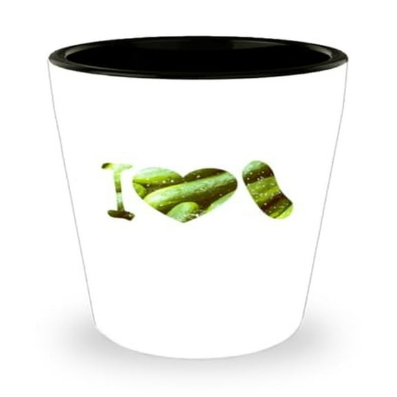 I Heart Cucumbers Veggies Shot Glass, Unique Pickles Lovers Gift, Mini Glassware, 1.5oz Liquor Serving Cup for Fun Celebrations