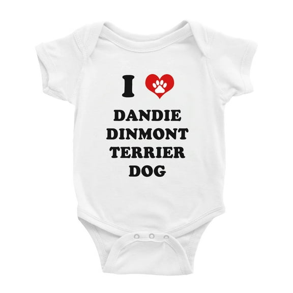 I Heart Dandie Dinmont Terrier Dog Funny Cute Baby Rompers Newborn Outfits (White, 18-24 Months)
