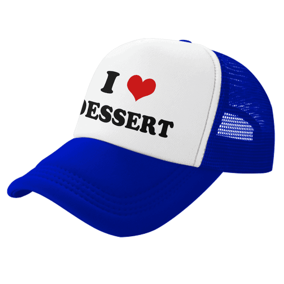 I Heart Dessert Love Food Funny Trucker Hat Mesh Cap Unisex Blue