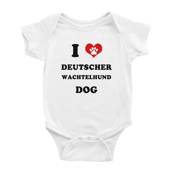 I Heart Deutscher Wachtelhund Dog Funny Cute Baby Rompers Newborn Outfits (White, 6-12 Months)